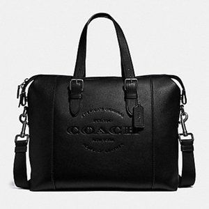 COACH HUDSON BRIEF BLACK LEATHER MESSENGER LAPTOP BAG BRIEFCASE F30620